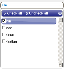 A view of the statistics dropdown, which shows the previously mentioned options.